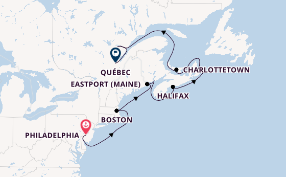 Amerikaanse Oostkust vanaf Philadelphia, Verenigde Staten met de Norwegian Dawn
