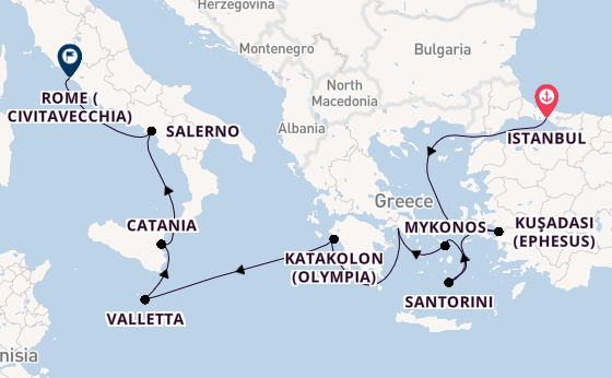 Mediterranean Sea from Istanbul, Turkey with the Norwegian Viva
