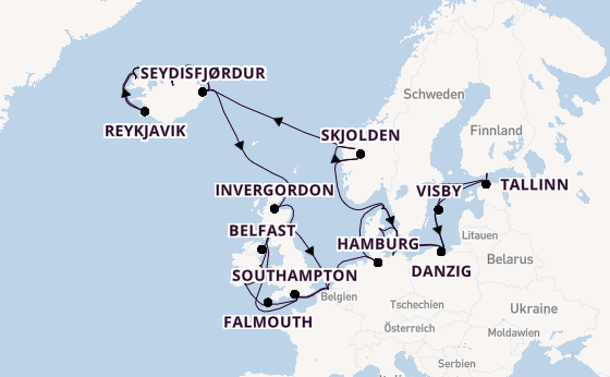 Britische Inseln ab Kopenhagen, Dänemark auf der Regal Princess