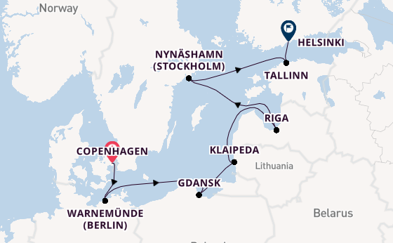 Baltic Sea from Copenhagen, Denmark with the Norwegian Jewel