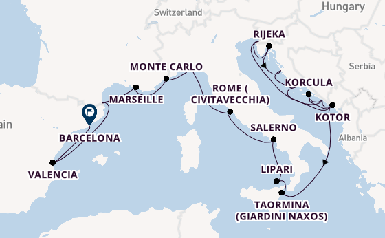 Mediterranean Sea from Dubrovnik, Croatia with the Seabourn Ovation 