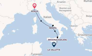 Westliches Mittelmeer ab Genua, Italien auf der MSC World Europa