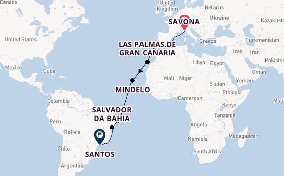 Transatlantic from Savona, Italy with the Costa Diadema