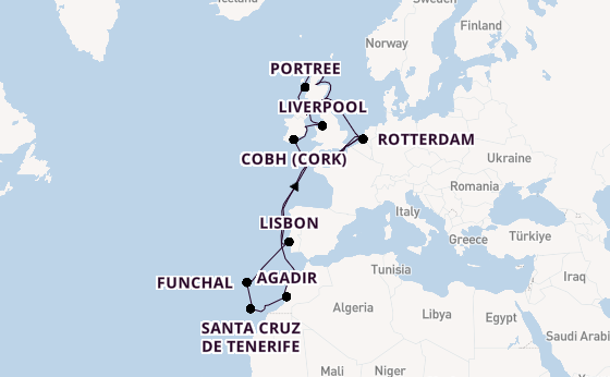 British Isles from Dover (London), England, United Kingdom with the Nieuw Statendam