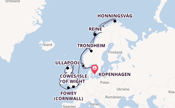 Britische Inseln ab Kopenhagen, Dänemark auf der Seabourn Quest