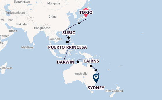 Zuidoost-Azië vanaf Tokio, Japan met de Costa Serena