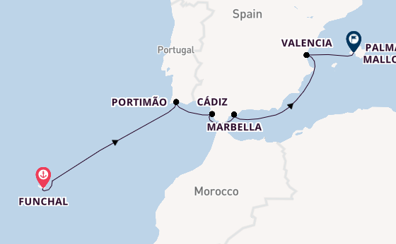 Western Mediterranean from Funchal, Madeira, Portugal with the EUROPA