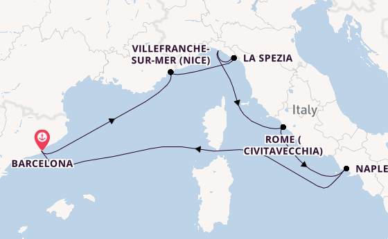 Western Mediterranean from Barcelona, Spain with the Celebrity Xcel