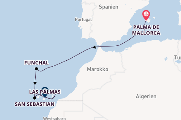 Kanarische Inseln ab Palma de Mallorca, Spanien auf der Mein Schiff 7