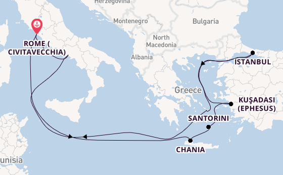 Mediterranean Sea from Australia with the Celebrity Ascent