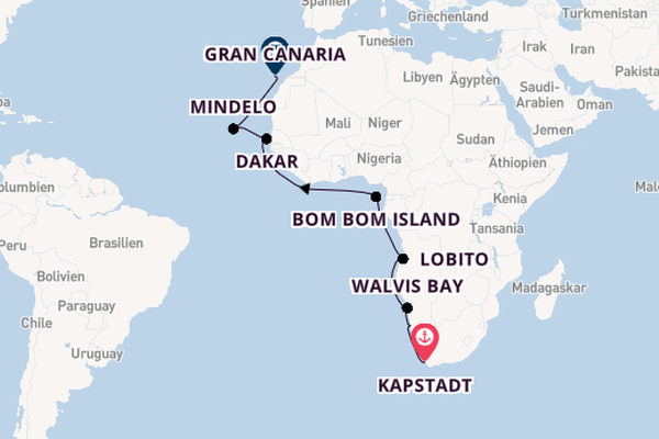 Afrika ab Kapstadt, Südafrika auf der EUROPA