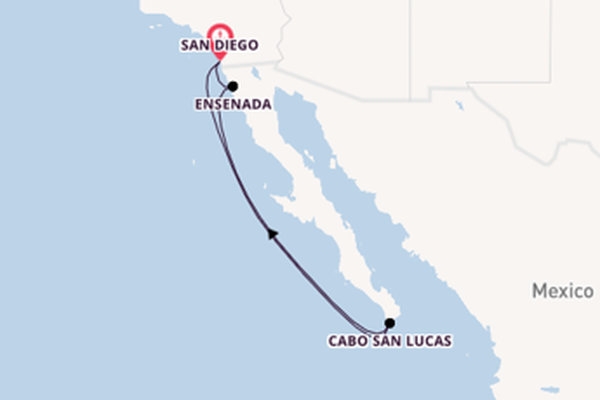 Amerikaanse Westkust vanaf San Diego, Verenigde Staten met de Koningsdam