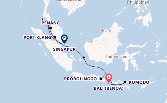 Südostasien ab Bali (Benoa), Indonesien auf der Seven Seas Explorer