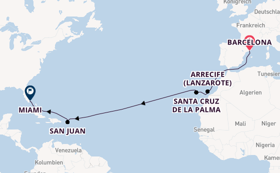 Transatlantik ab Barcelona, Spanien auf der Seven Seas Splendor