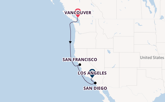 USA West Coast from Vancouver, Canada with the Crown Princess