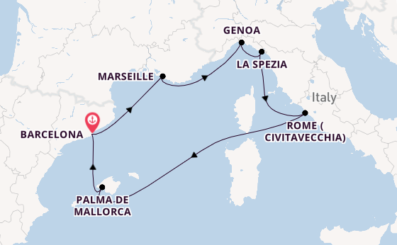 Western Mediterranean from Barcelona with the MSC World Europa