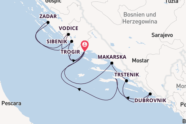 Kroatien ab Trogir, Kroatien auf der PRINCESS