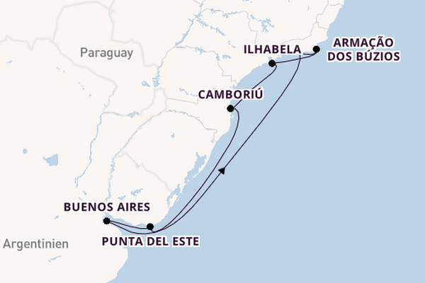 Südamerika ab Rio de Janeiro, Brasilien auf der MSC Splendida