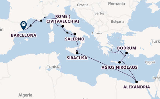 Mediterranean Sea from Athens (Piraeus), Greece with the Azamara Journey