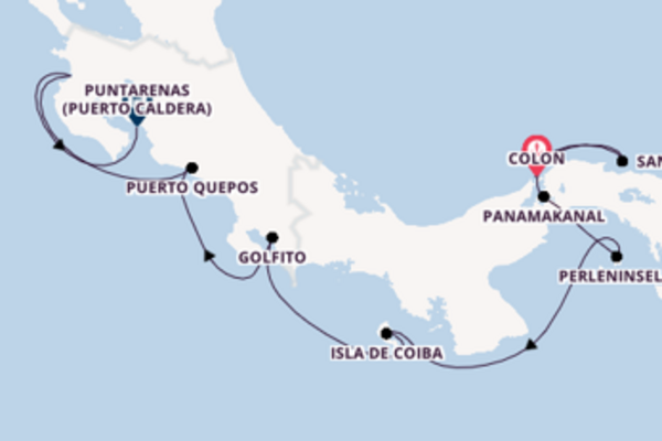 Herrliche Kreuzfahrt von Colon nach Puntarenas (Puerto Caldera)