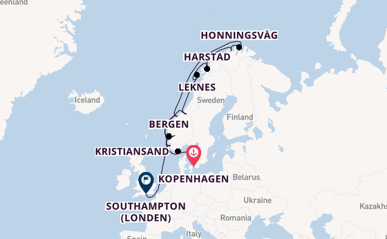 Noorwegen vanaf Kopenhagen, Denemarken met de Seven Seas Voyager