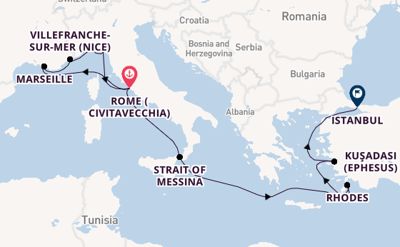 Mediterranean Sea from Rome (Civitavecchia), Italy with the Queen Victoria