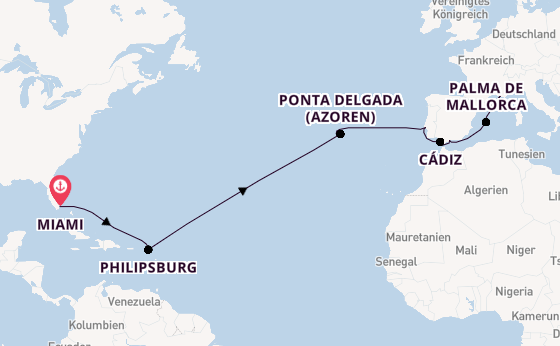 Transatlantik ab Miami auf der MSC Meraviglia