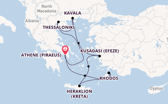 Oostelijke Middellandse Zee vanaf Athene (Piraeus), Griekenland met de Celebrity Infinity