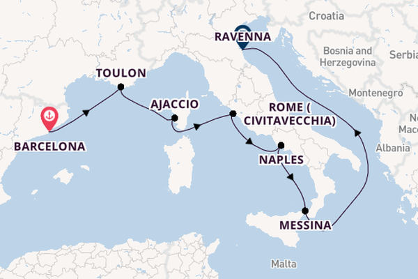 Western Mediterranean from Barcelona, Spain with the Brilliance of the Seas