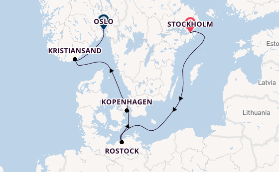 Noorwegen vanaf Stockholm, Zweden met de Seven Seas Grandeur