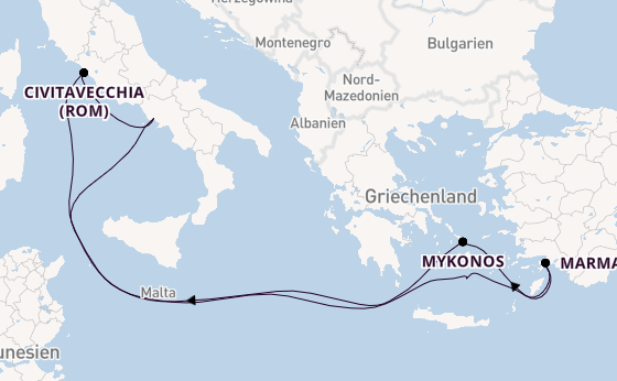 Mittelmeer ab Neapel, Italien auf der MSC Divina