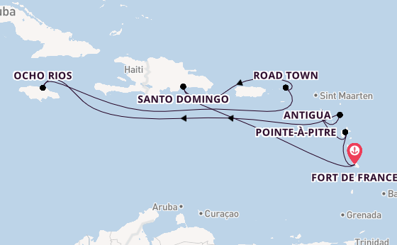 Caribbean from Fort de France, Martinique with the Costa Favolosa