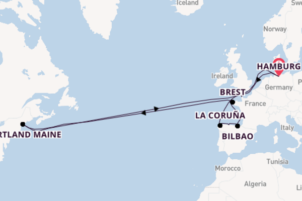Cruise naar Hamburg via La Coruña