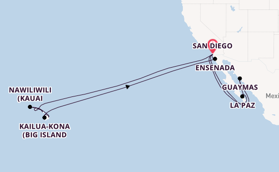 Polynesien ab San Diego, USA auf der Koningsdam