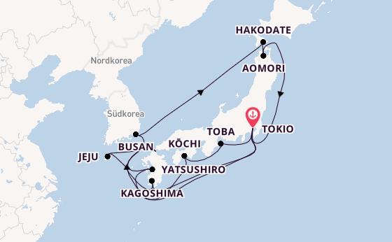 Japan ab Tokio, Japan auf der Diamond Princess