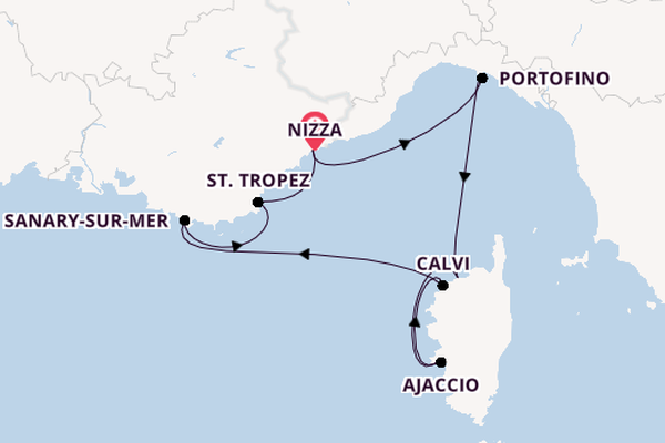 Westliches Mittelmeer ab Nizza, Frankreich auf der Star Clipper