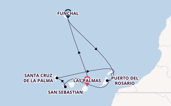 Canarische Eilanden vanaf Las Palmas, Gran Canaria, Spanje met AIDAmar