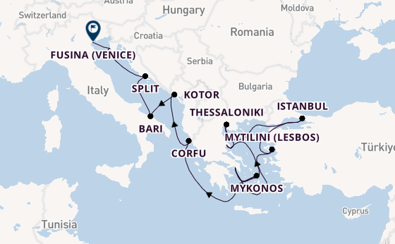 Eastern Mediterranean from Piraeus (Athens), Greece with the EXPLORA I