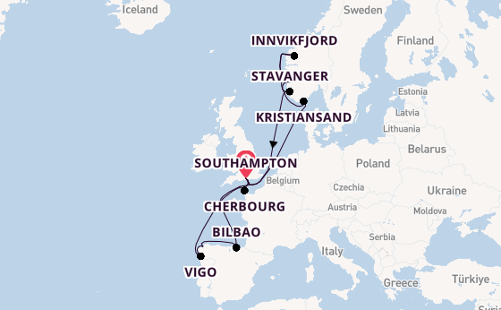 Norway from Southampton, England with the Arvia