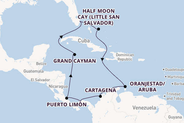 Caribbean from Fort Lauderdale (Port Everglades), Florida, USA with the Oosterdam