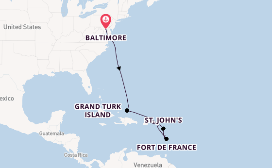 Caribbean from Baltimore, Maryland, USA with the Vision of the Seas