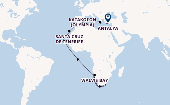 Mittelmeer ab Kapstadt, Südafrika auf AIDAblu