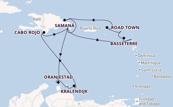 Caribbean vanaf La Romana, Dominicaanse Republiek met AIDAbella