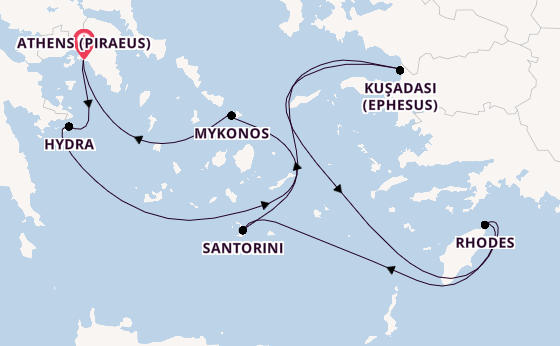 Eastern Mediterranean from Athens (Piraeus), Greece with the Celebrity Infinity