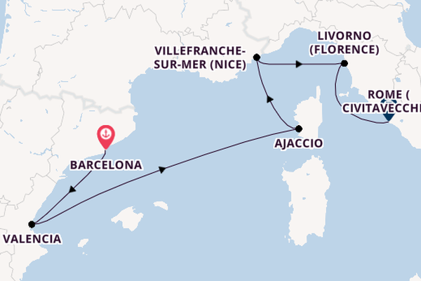 Western Mediterranean from Barcelona, Spain with the Queen Victoria