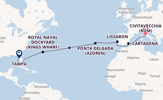 Transatlantik ab Civitavecchia (Rom), Italien auf der Brilliance of the Seas