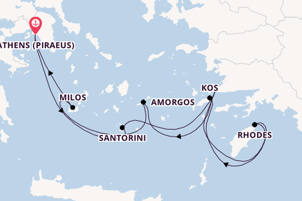 Eastern Mediterranean from Athens (Piraeus), Greece with the Luminara