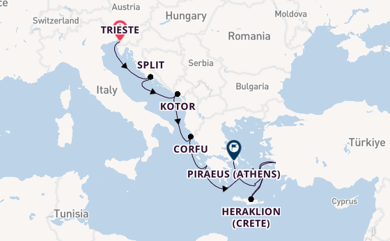 Eastern Mediterranean from Trieste, Italy with the Enchanted Princess