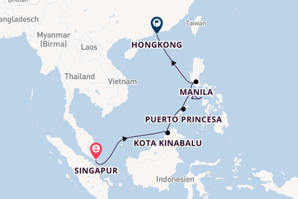 Südostasien ab Singapur, Singapur auf der Riviera