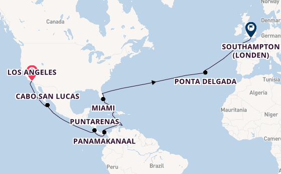 trans-Atlantisch vanaf Los Angeles, Verenigde Staten met de Queen Elizabeth